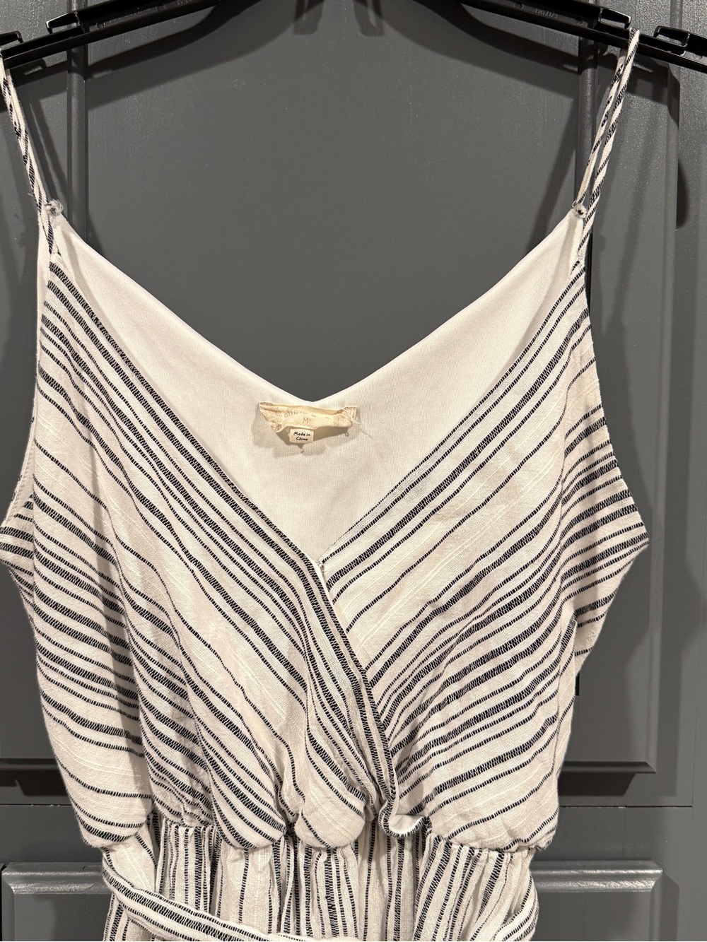 Striped V-Neck Spaghetti Strap Cami in White & Navy Altr’d State
